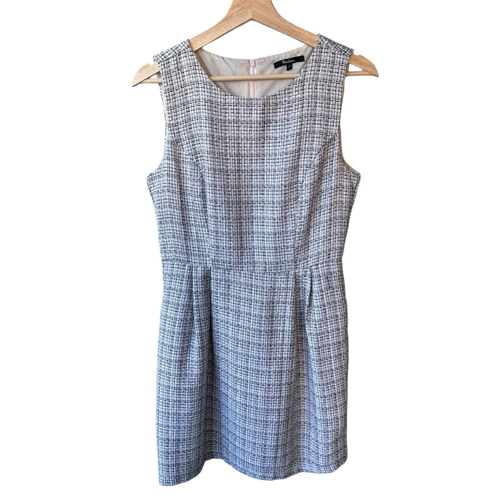 Monteau Dress Tweed Knit Black White Preppy Academia Cocktail Business Sz Medium